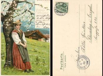 Costume girl  Erika artist card Mailick, number 1058, o May 30, 1903