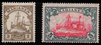 Marianen Deutsche Post Michel 20-21A * ungebraucht Kaiseryacht 