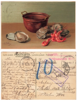 Marie Billing artist card Shells from Russia Censorship stamp Half prison camp o October 19, 1915