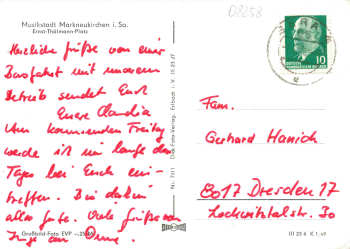 Markneukirchen Vogtland Ernst Thälmann Platz o 1970