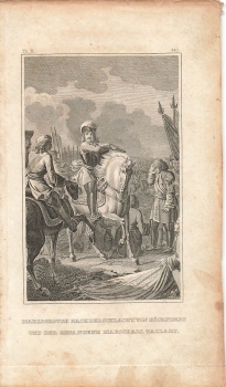 Marlborough after the Battle of Hochstadt and the prisoner Marshal Tallart original steel engraving around 1840