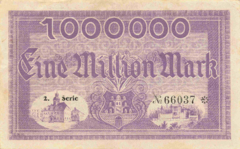 Meerane, Saxony, 1923 emergency money note, one million marks