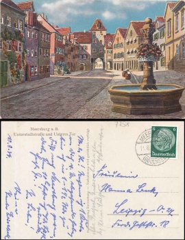 88709 Meersburg Bodensee Unterstadtstrasse artist card o 11.8.1934