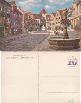 88709 Meersburg Unterstadtstrasse artist card *ca.1920