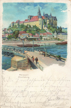 01662 Meissen Elbe Albrechtsburg Künstlerkarte Max Neubert o 1899