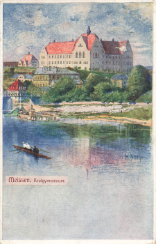 01662 Meissen Realgymnasium Künstlerkarte M. Näther o 1908
