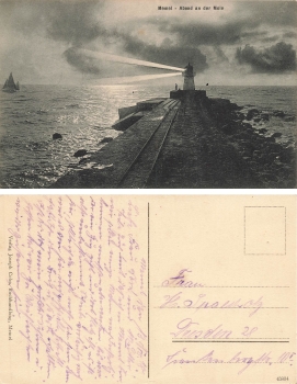 Memel pier with Klaipeda lighthouse used 1918