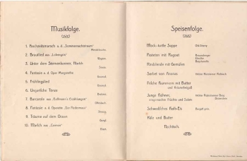 Menu card for a German American wedding in Bad Schandau in 1906