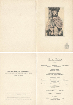 Menu card steamer "Columbus" 07/12/1935 LLOYD Ireland - England trip