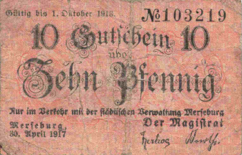 Merseburg emergency money note, 1917