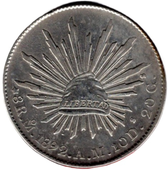 Mexico 8 Reales 1892 Mo AM