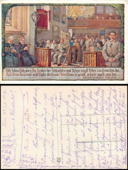 Militär 1.WK Künstlerkarte mit altniederländischem Dankgebet, gebr. 14.1.1917