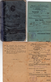 Military passport Royal Saxon 7th Company 9th Infantry Regiment No. 133 Soldier Riedel 1888