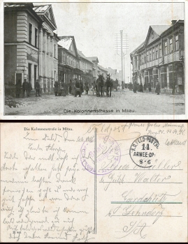 Mitau Latvia Kolonnenstrasse, field post mark o 8.6.1916
