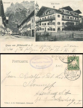 82481 Mittenwald Karwendel, Hotel Traube o 6.7.1908