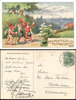 Mittweida Litho Heimatfest 1908 P.Beyer Zwerge