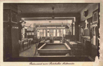 Mittweida Sachsen Restaurant Ratskeller Innenansicht mit Billardtisch o 1933
