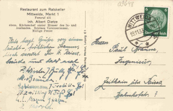 Mittweida Sachsen Restaurant Ratskeller Innenansicht mit Billardtisch o 1933