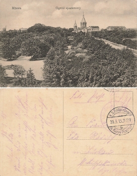 Mlawa Ogrod spacerowy Feldpost Landwehr Infantry Regiment 101 20.3.1915 Kops Zastrow
