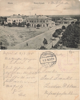 Mlawa Nowy Rynek Feldpost Landwehr Infantry Regiment 101 12th Comp 6.3.1915 Kops Zastrow