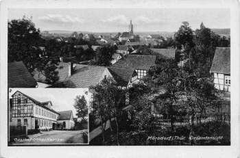 07646 Mörsdorf, Thuringia – Gasthof zur Grünen Tanne – Rural postmark: Mörsdorf via Stadtroda, 1937.