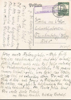 14715 Moethlitz via Grosswusterwitz (district Magdeburg) country postmark on postcard o 9.9.1935