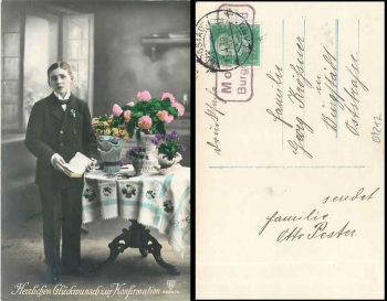 Mohsdorf Burgstädt Land Landpoststempel auf Konfirmationskarte 13.4.1930