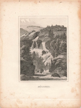 Mollfall Kaernten in Austria original steel engraving around 1840