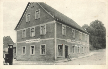 065406543 Molmerswende, Mansfeld district, "Gasthaus zur gruenen Tanne" inn and gas station *c. 1930