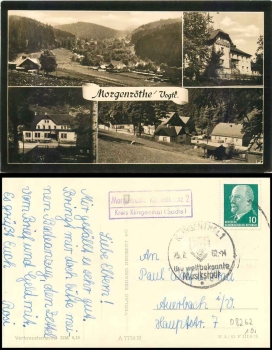 08262 Morgenroethe-Rautenkranz 2 district Kingenthal (Sachs) country postmark o 25.7.1962