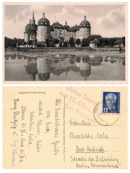 Moritzburg propaganda stamp "Your vote on October 15th for peace!" o October 8, 1950