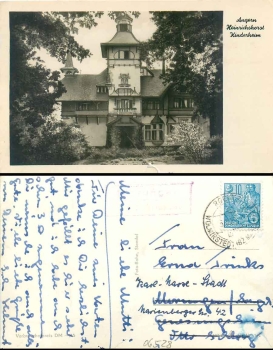 9326 Angern Heinrichshorst Children's Home Country postmark Morungen about Sangerhausen o Rogaetz 15.5.1957