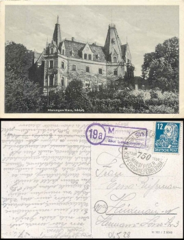 06526 Morungen about Sangerhausen 19a country postmark on postcard o 28.6.1950