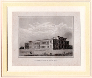 Munich Pinakothek original steel engraving around 1850 