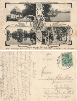 Muehle Schoenberg bei Neuhammer Oberlausitz Restauracja i mlyn Widokowka wieloobrazkowa o 1915