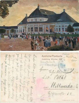 München Ausstellung 1910 Künstlerkarte Claus Bergen *1910