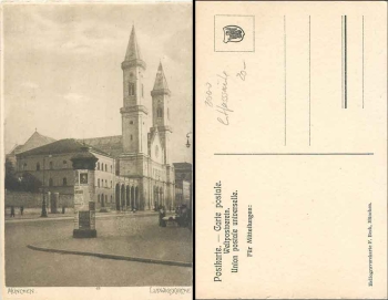 Munich Ludwigskirche Lith barrel column *ca. 1920