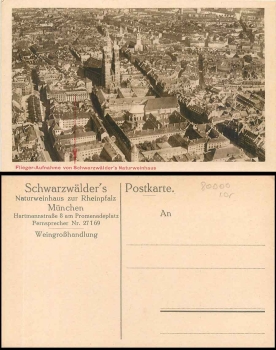 Munich Schwarzwälders natural wine house aerial photograph * ca. 1910