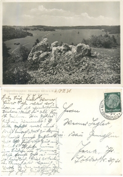 72525 Munsingen training area stamp on AK o July 8, 1936