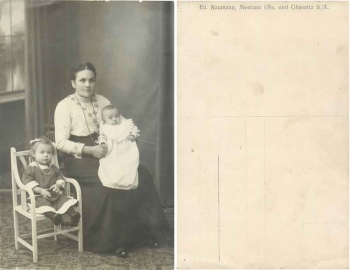 Mother with baby and toddler real photo card * ca. 1920