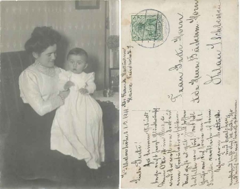 Mother with toddler in christening gown real photo o 03/01/1911