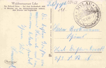 Mylau Reichenbach Vogtland Waldrestaurant Echo o 1940