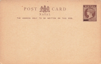 Natal Post Card Penny blackened Halfpenny postal stationery around 1880 *