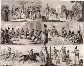 National customs of Arabia steel engraving by Henry Winkles after G. Heck around 1850