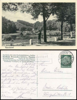 Neanderthal via Wuppertal-Vohwinkel country postmark on postcard 4.8.1938