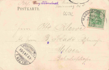 Neinstedt Harz Gasthaus zum Landhaus Bahnpost Magdeburg-Thale Zug 379 o 1904