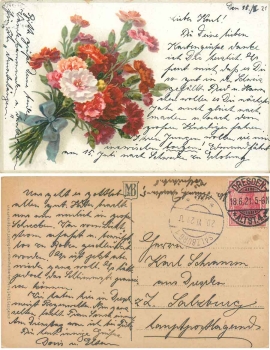 Carnation bouquet artist card o 20.6.1921