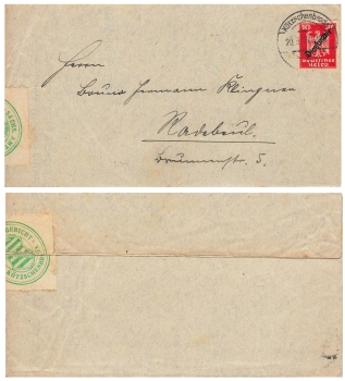 New imperial eagle 10 Pfennig official stamp Michel 107 on court letter o Kotzschenbroda May 20, 1927