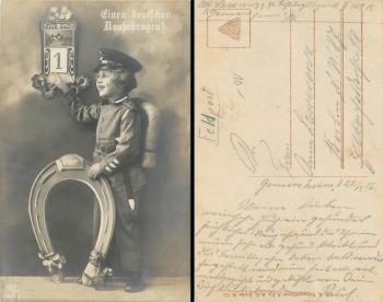 New Year child in uniform. circa 1916