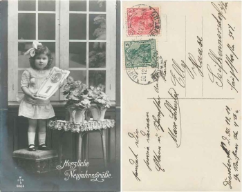 New Year girl with calendar card 824/4 o 30.12.1919
